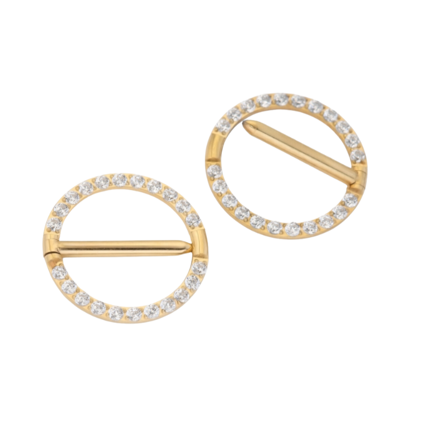 Piercing anneaux tétons zirconiums