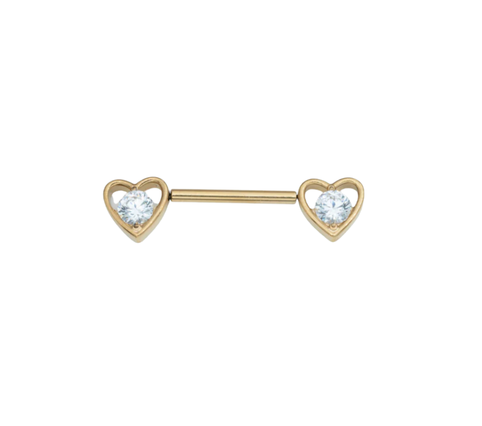 Piercing téton coeur et strass
