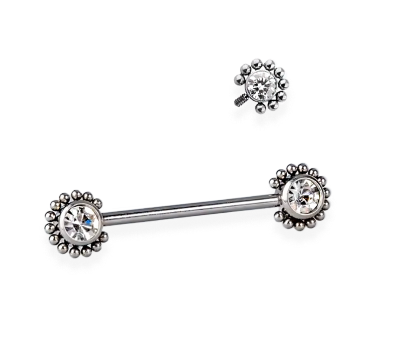 Piercing téton fleur et zircon