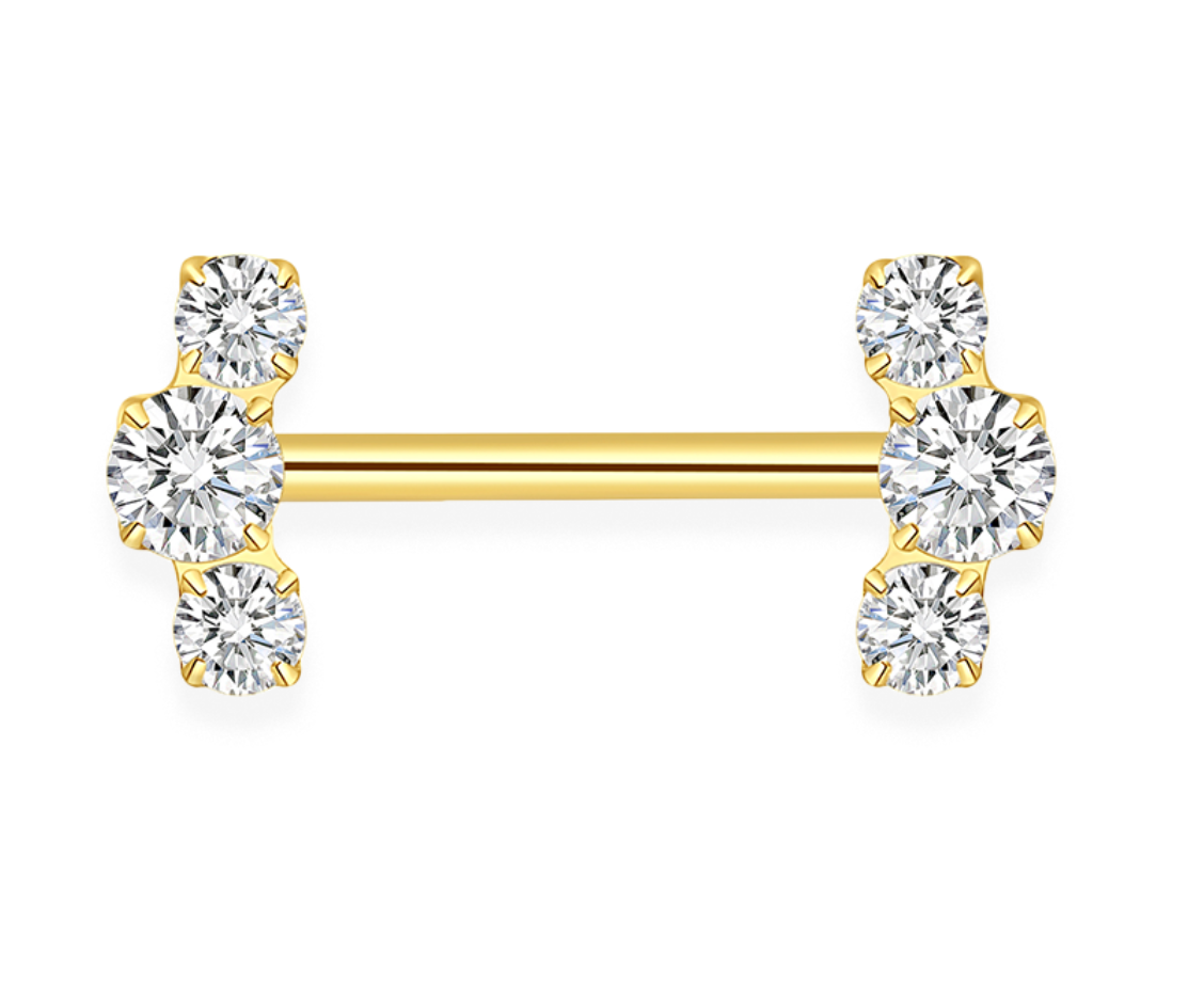Piercing tétons zirconiums ornementaux