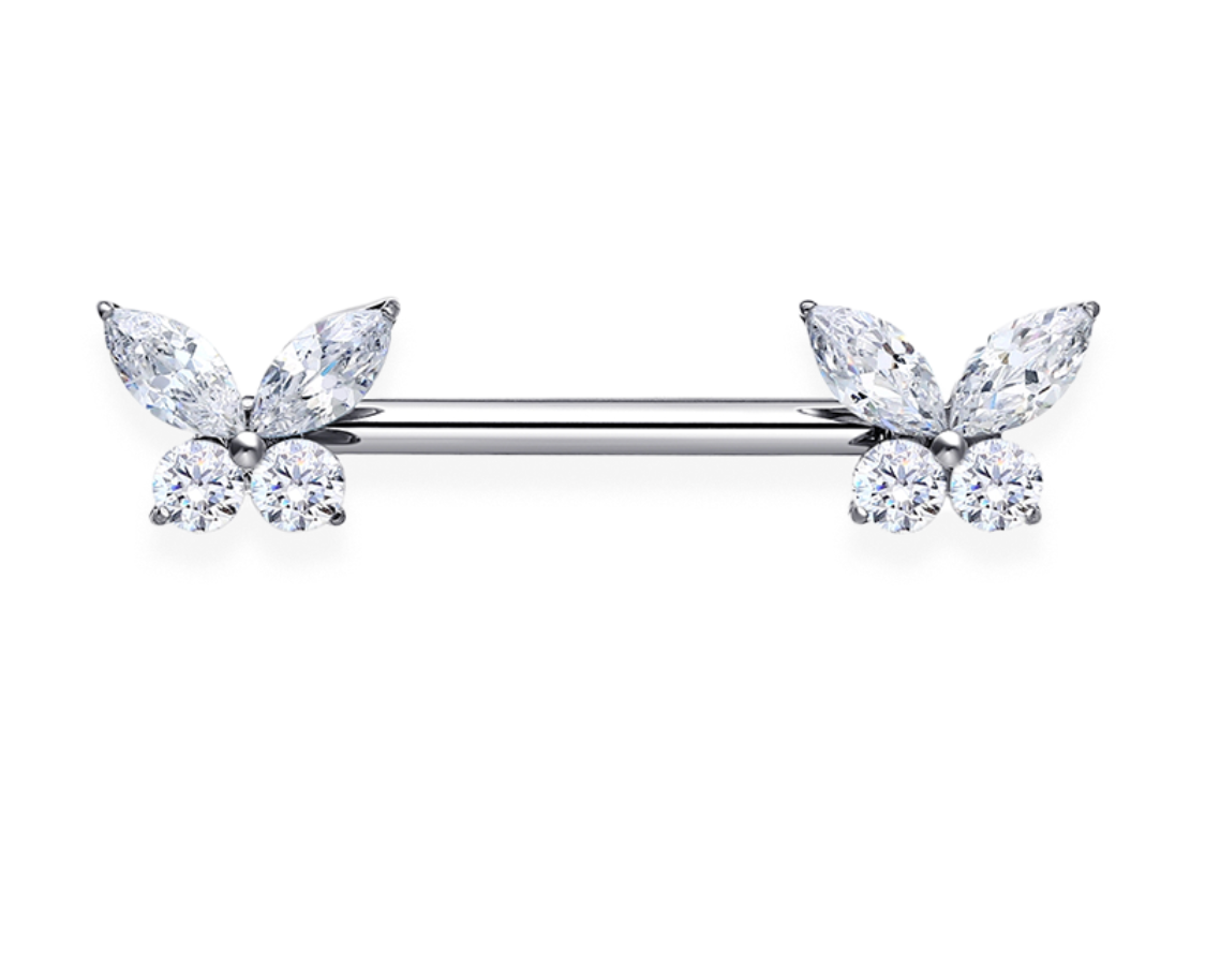 Piercing téton papillon strass