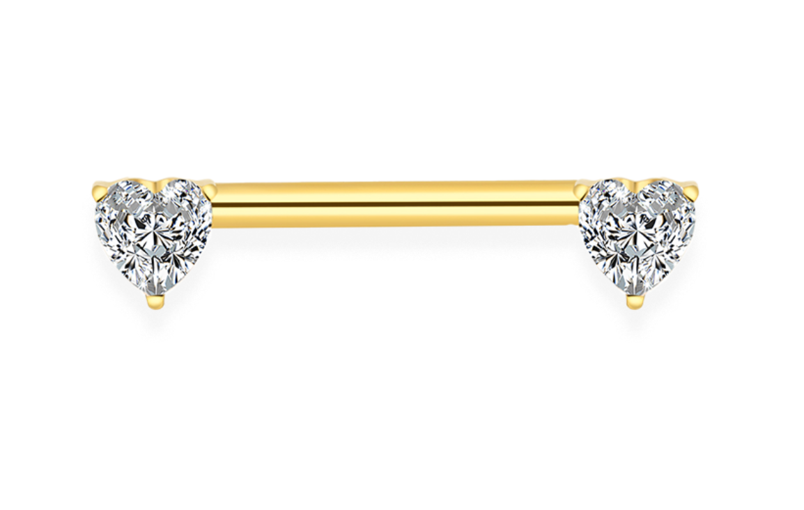 Piercing tétons zirconium taillé en coeur