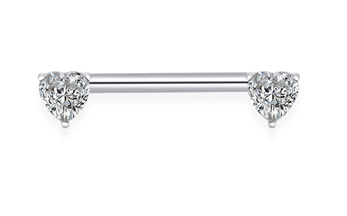 Piercing tétons zirconium taillé en coeur