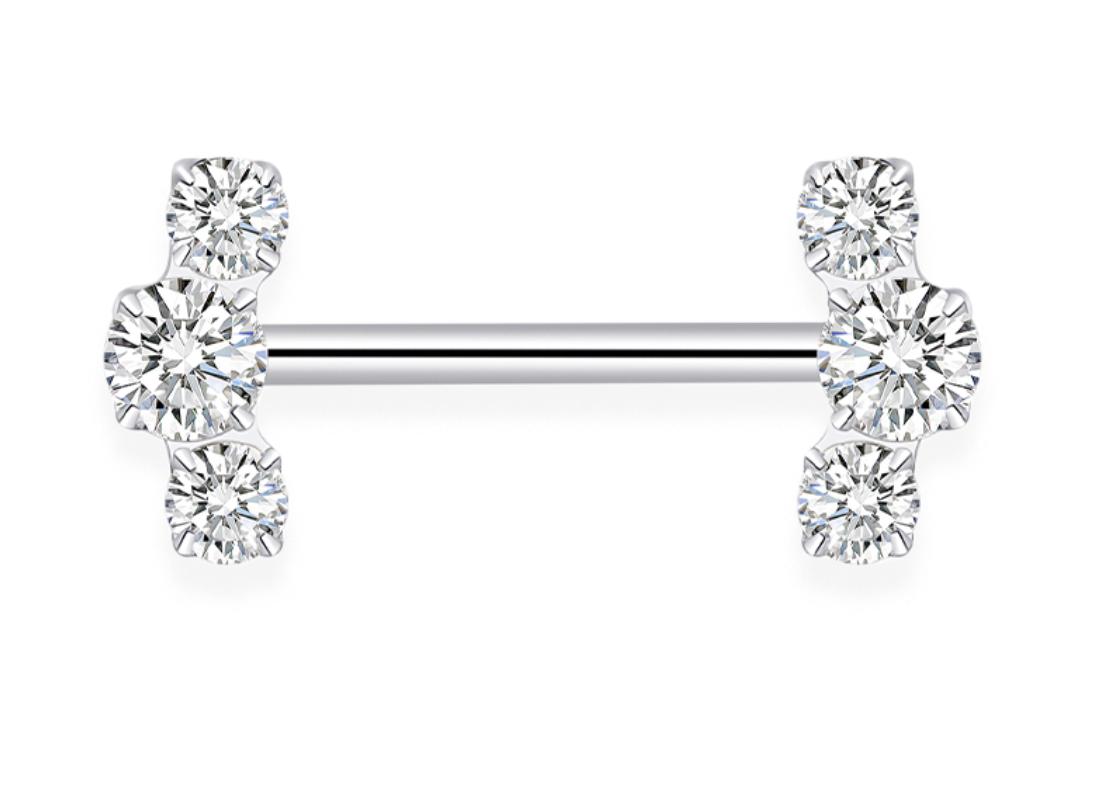 Piercing tétons zirconiums ornementaux