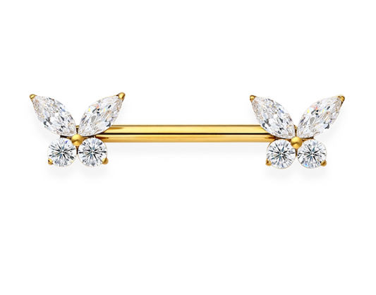 Piercing téton papillon strass